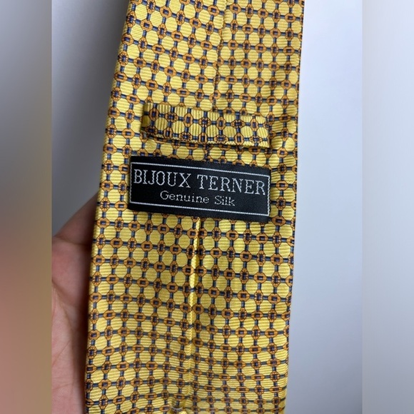 BIJOUX  TERNER 100% Silk Yellow Fall Mens Formal Work Office Wear - Picture 3 of 14
